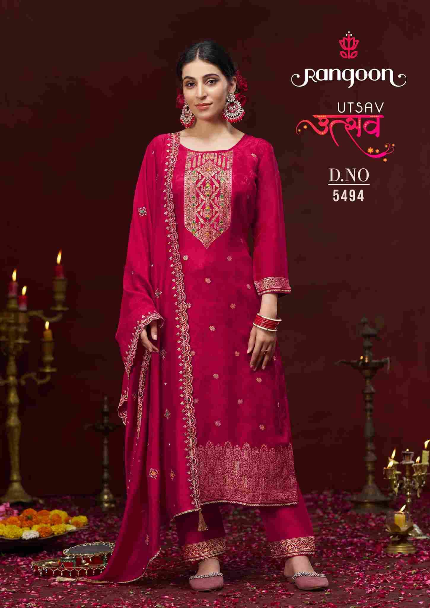 Utsav By Rangoon 5491 To 5494 Series Beautiful Festive Suits Stylish Fancy Colorful Casual Wear & Ethnic Wear Pure Dola Jacquard Dresses At Wholesale Price