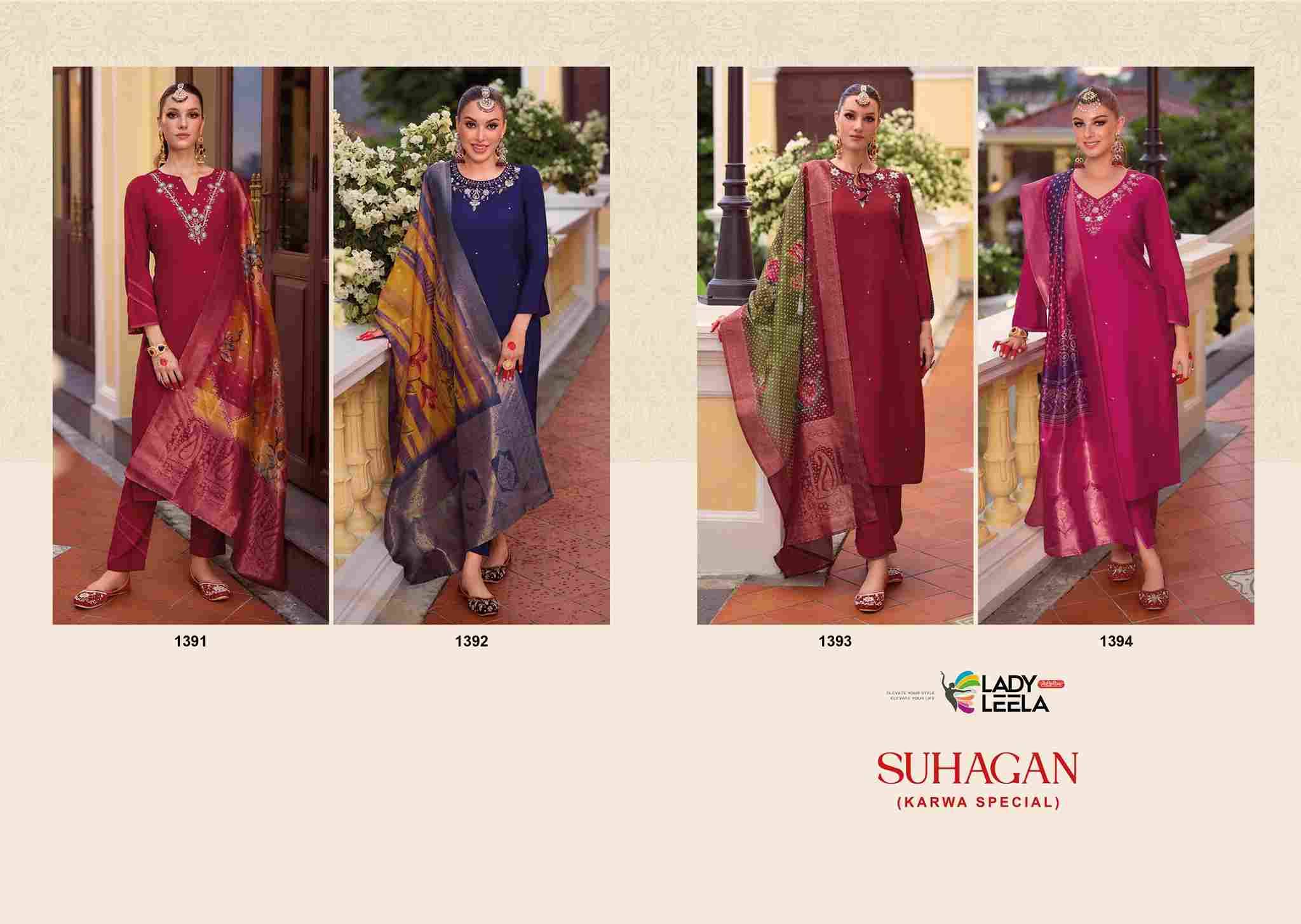 Suhagan By Lady Leela 1391 To 1394 Series Designer Festive Suits Beautiful Fancy Stylish Colorful Party Wear & Occasional Wear Pure Viscose Embroidered Dresses At Wholesale Price