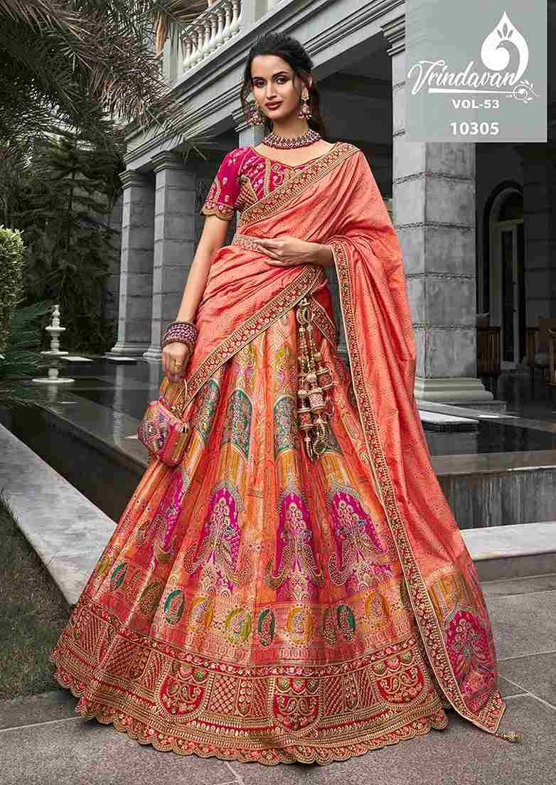 Vrindavan Vol-53 By Vrindavan 10305 To 10313 Series Bridal Wear Collection Beautiful Stylish Colorful Fancy Party Wear & Occasional Wear Silk Lehengas At Wholesale Price