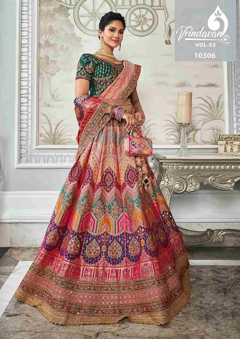 Vrindavan Vol-53 By Vrindavan 10305 To 10313 Series Bridal Wear Collection Beautiful Stylish Colorful Fancy Party Wear & Occasional Wear Silk Lehengas At Wholesale Price