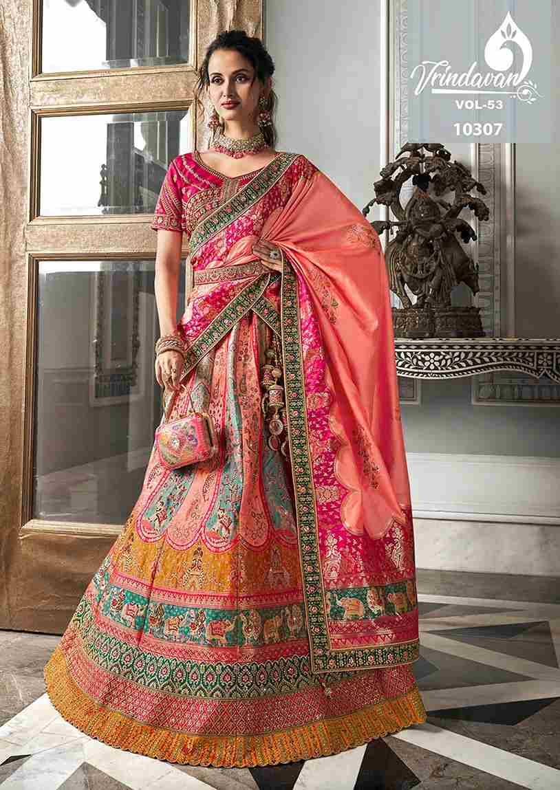 Vrindavan Vol-53 By Vrindavan 10305 To 10313 Series Bridal Wear Collection Beautiful Stylish Colorful Fancy Party Wear & Occasional Wear Silk Lehengas At Wholesale Price