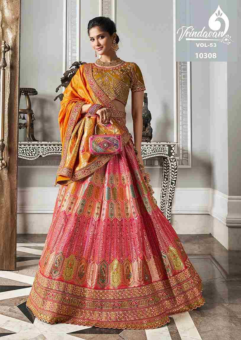 Vrindavan Vol-53 By Vrindavan 10305 To 10313 Series Bridal Wear Collection Beautiful Stylish Colorful Fancy Party Wear & Occasional Wear Silk Lehengas At Wholesale Price