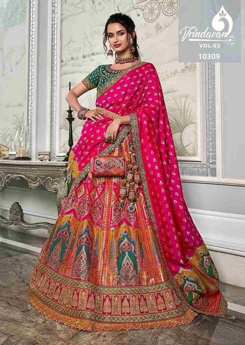 Vrindavan Vol-53 By Vrindavan 10305 To 10313 Series Bridal Wear Collection Beautiful Stylish Colorful Fancy Party Wear & Occasional Wear Silk Lehengas At Wholesale Price