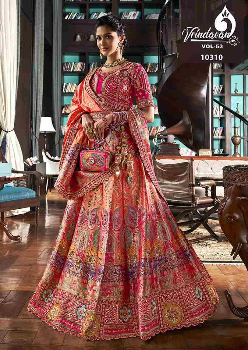 Vrindavan Vol-53 By Vrindavan 10305 To 10313 Series Bridal Wear Collection Beautiful Stylish Colorful Fancy Party Wear & Occasional Wear Silk Lehengas At Wholesale Price