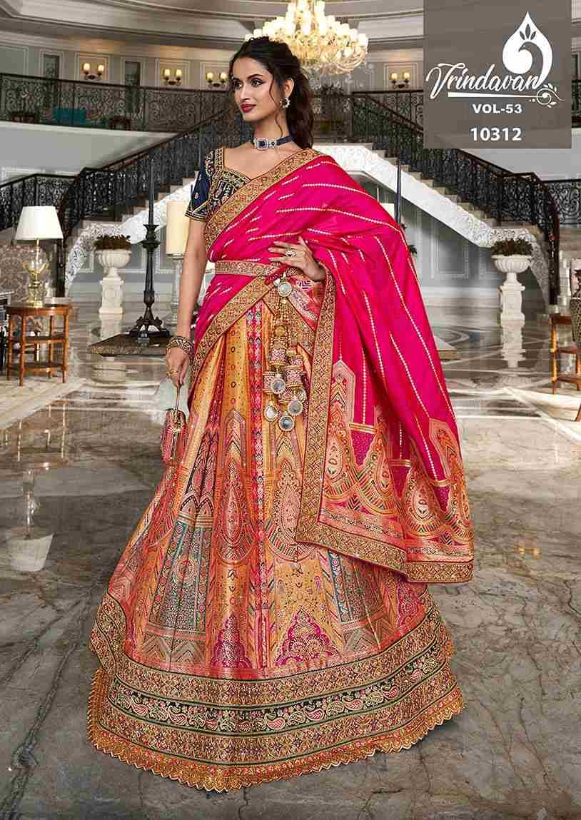 Vrindavan Vol-53 By Vrindavan 10305 To 10313 Series Bridal Wear Collection Beautiful Stylish Colorful Fancy Party Wear & Occasional Wear Silk Lehengas At Wholesale Price