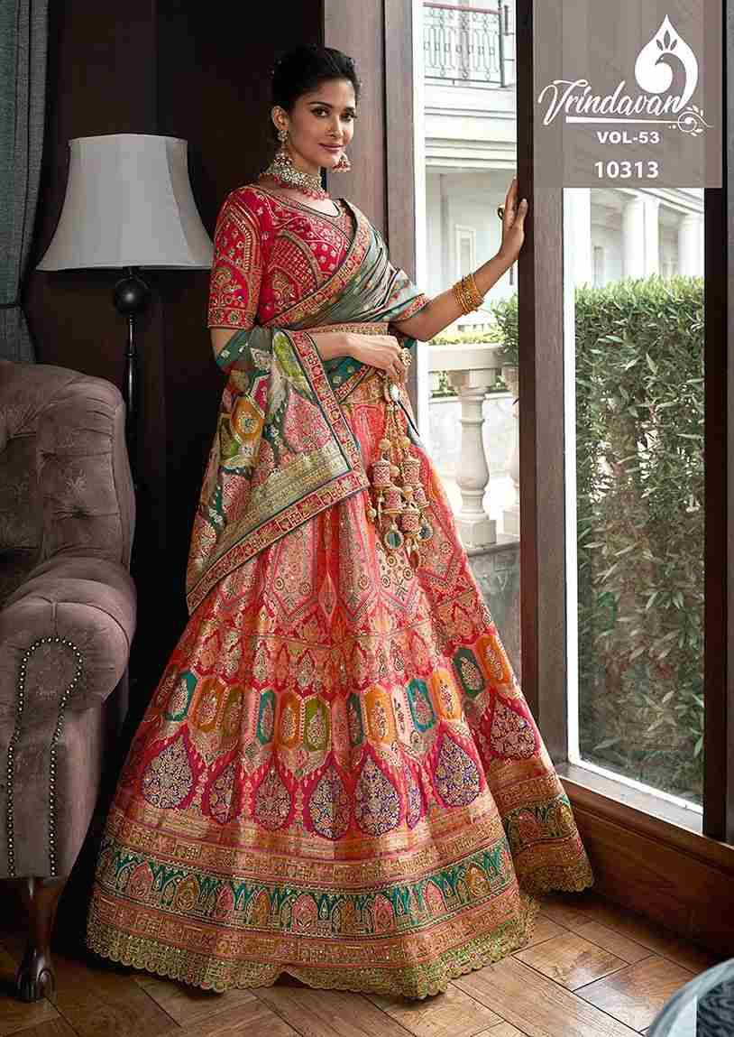 Vrindavan Vol-53 By Vrindavan 10305 To 10313 Series Bridal Wear Collection Beautiful Stylish Colorful Fancy Party Wear & Occasional Wear Silk Lehengas At Wholesale Price