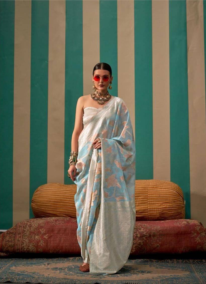 Kapri Linen By Rajbeer 15001 To 15006 Series Indian Traditional Wear Collection Beautiful Stylish Fancy Colorful Party Wear & Occasional Wear Handloom Linen Sarees At Wholesale Price