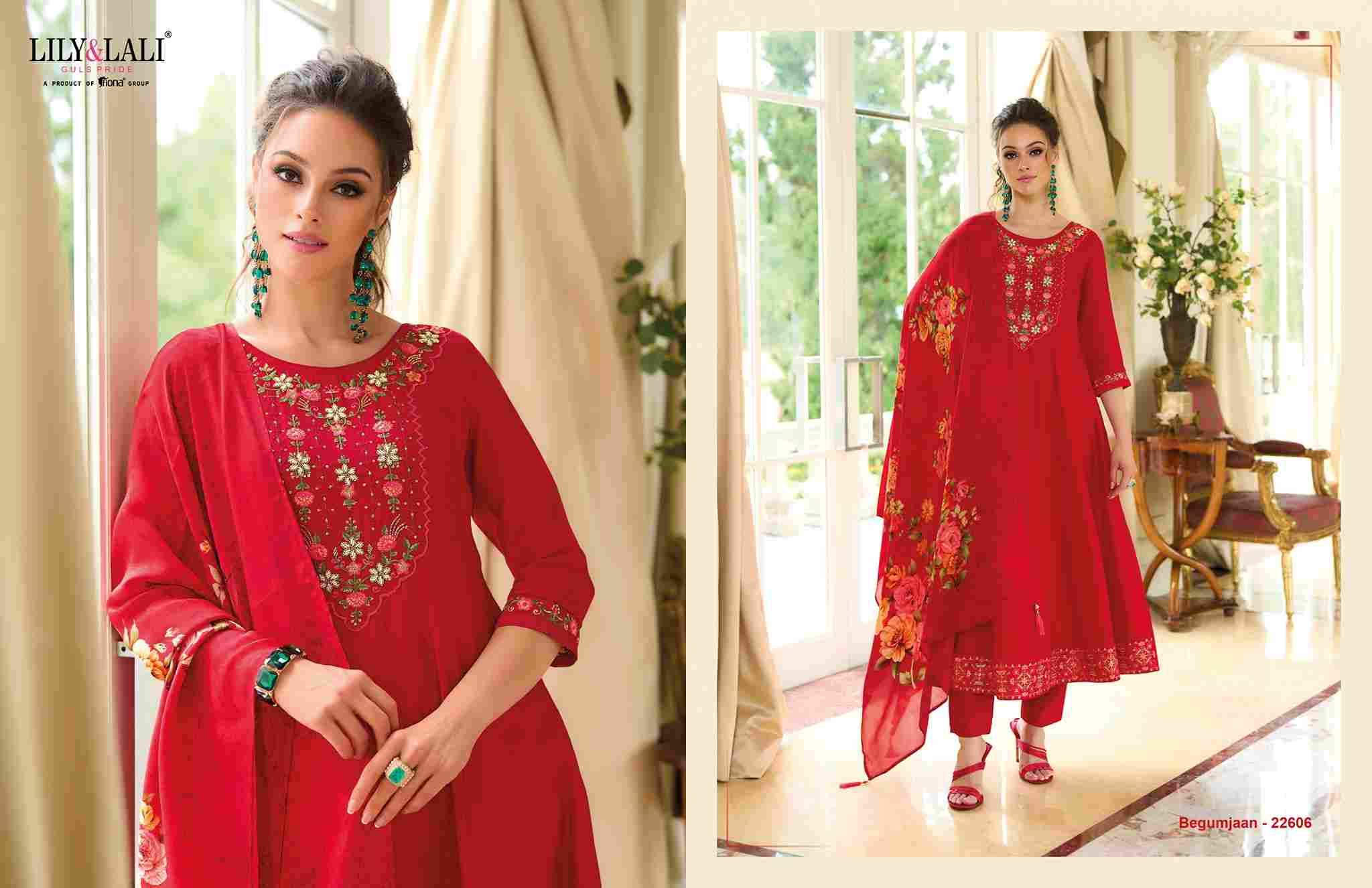 Begum Jaan By Lily And Lali 22601 To 22606 Series Beautiful Festive Suits Colorful Stylish Fancy Casual Wear & Ethnic Wear Vichitra Silk Dresses At Wholesale Price