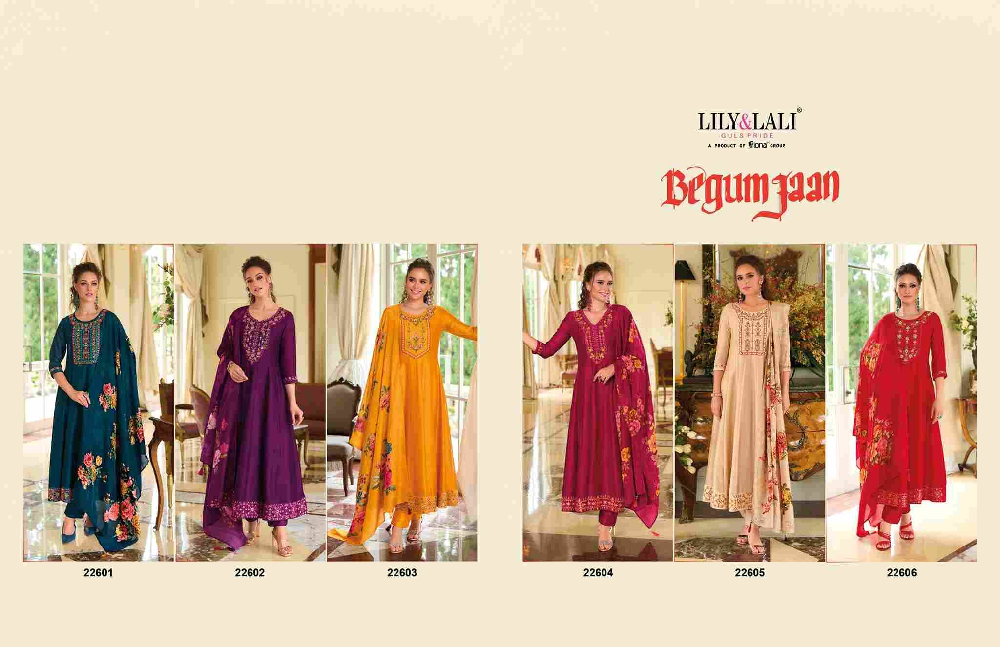 Begum Jaan By Lily And Lali 22601 To 22606 Series Beautiful Festive Suits Colorful Stylish Fancy Casual Wear & Ethnic Wear Vichitra Silk Dresses At Wholesale Price