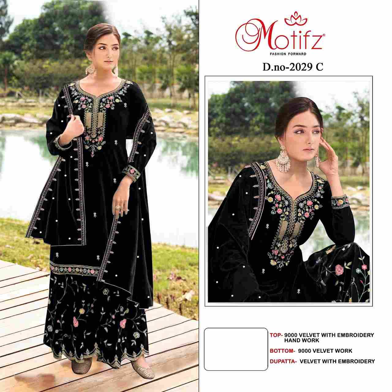 Motifz Hit Design 2029 Colours By Motifz 2029-A To 2029-D Series Beautiful Pakistani Suits Colorful Stylish Fancy Casual Wear & Ethnic Wear Velvet Dresses At Wholesale Price