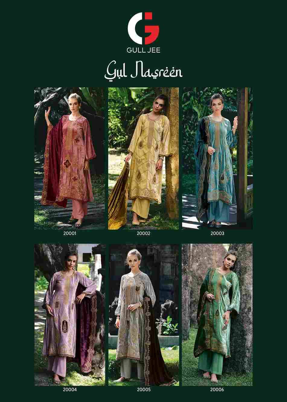 Gul Nasreen By Gull Jee 20001 To 20006 Series Beautiful Festive Suits Colorful Stylish Fancy Casual Wear & Ethnic Wear Viscose Velvet Embroidered Dresses At Wholesale Price