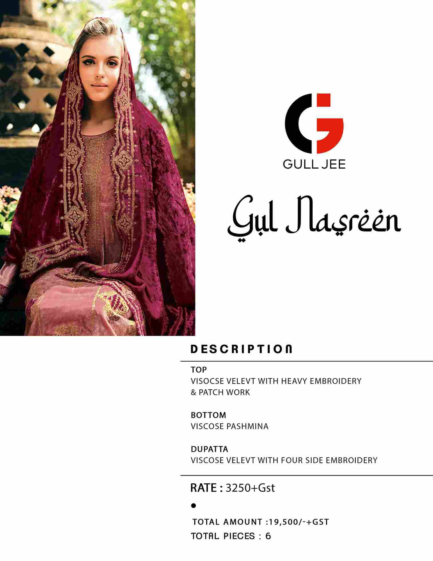 Gul Nasreen By Gull Jee 20001 To 20006 Series Beautiful Festive Suits Colorful Stylish Fancy Casual Wear & Ethnic Wear Viscose Velvet Embroidered Dresses At Wholesale Price