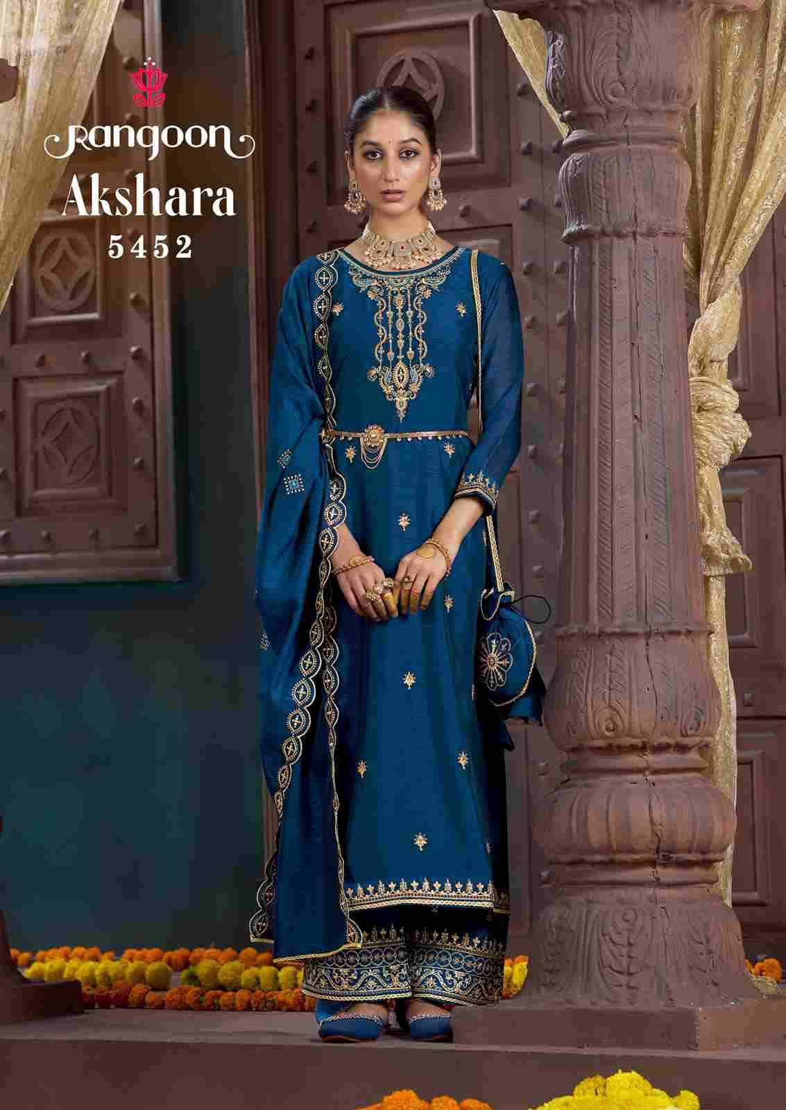 Akshara By Rangoon 5451 To 5456 Series Beautiful Festive Suits Stylish Fancy Colorful Casual Wear & Ethnic Wear Silk With Work Dresses At Wholesale Price