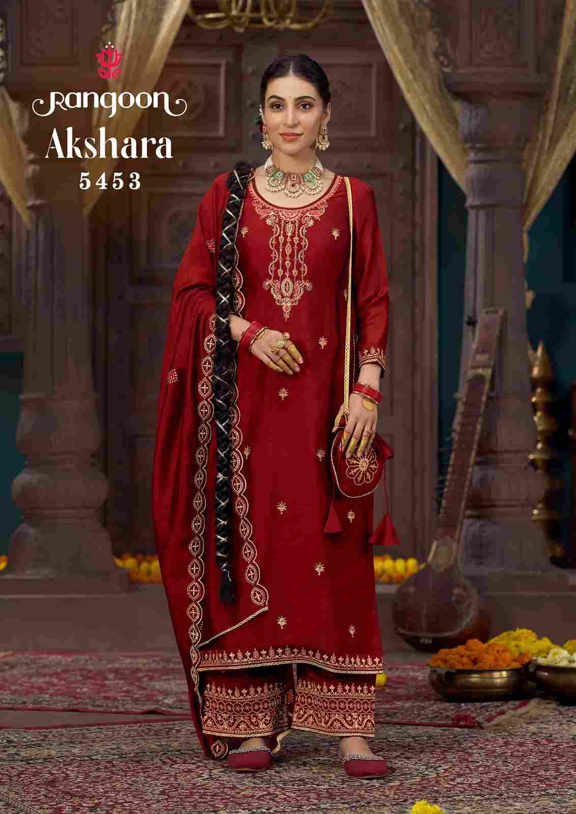 Akshara By Rangoon 5451 To 5456 Series Beautiful Festive Suits Stylish Fancy Colorful Casual Wear & Ethnic Wear Silk With Work Dresses At Wholesale Price