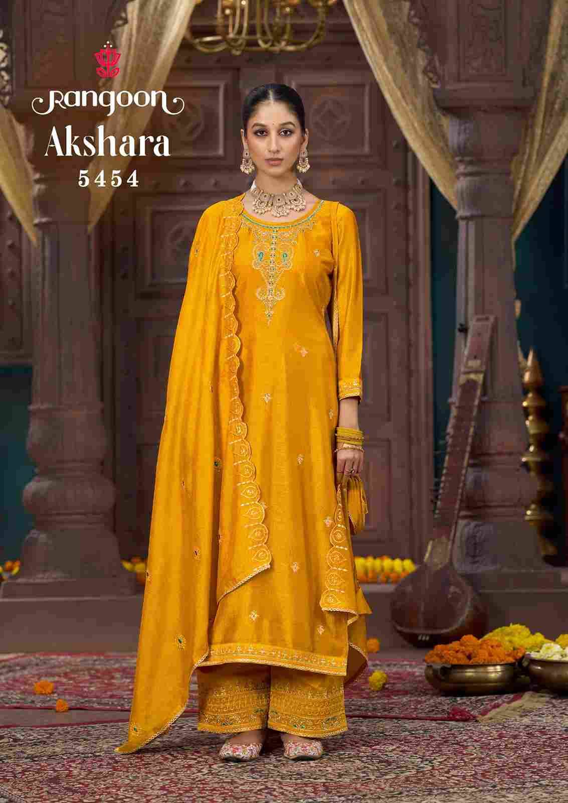 Akshara By Rangoon 5451 To 5456 Series Beautiful Festive Suits Stylish Fancy Colorful Casual Wear & Ethnic Wear Silk With Work Dresses At Wholesale Price