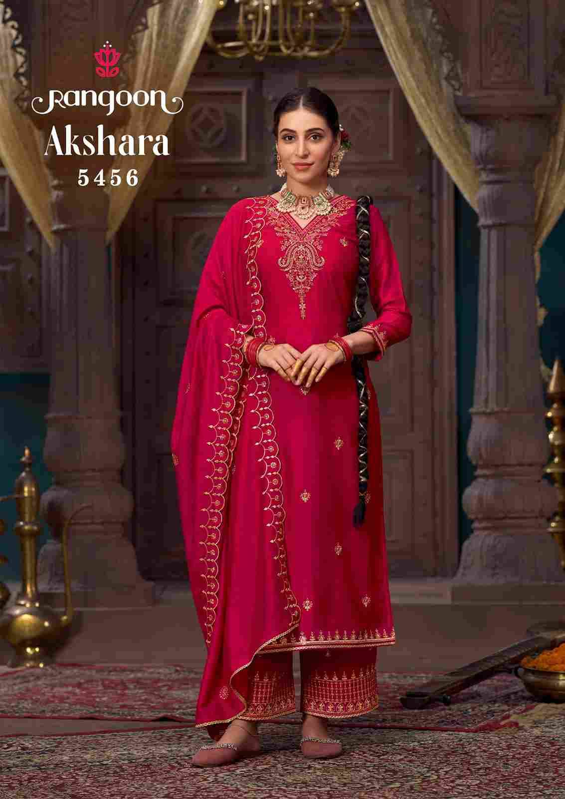 Akshara By Rangoon 5451 To 5456 Series Beautiful Festive Suits Stylish Fancy Colorful Casual Wear & Ethnic Wear Silk With Work Dresses At Wholesale Price