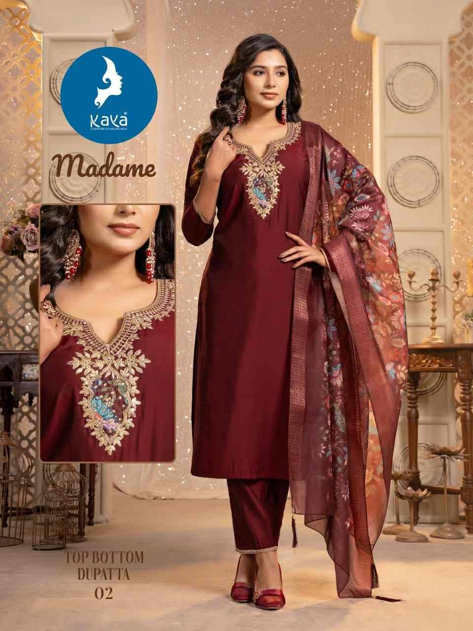 Madame By Kaya 01 To 08 Series Designer Stylish Fancy Colorful Beautiful Party Wear & Ethnic Wear Collection Roman Silk Dresses At Wholesale Price