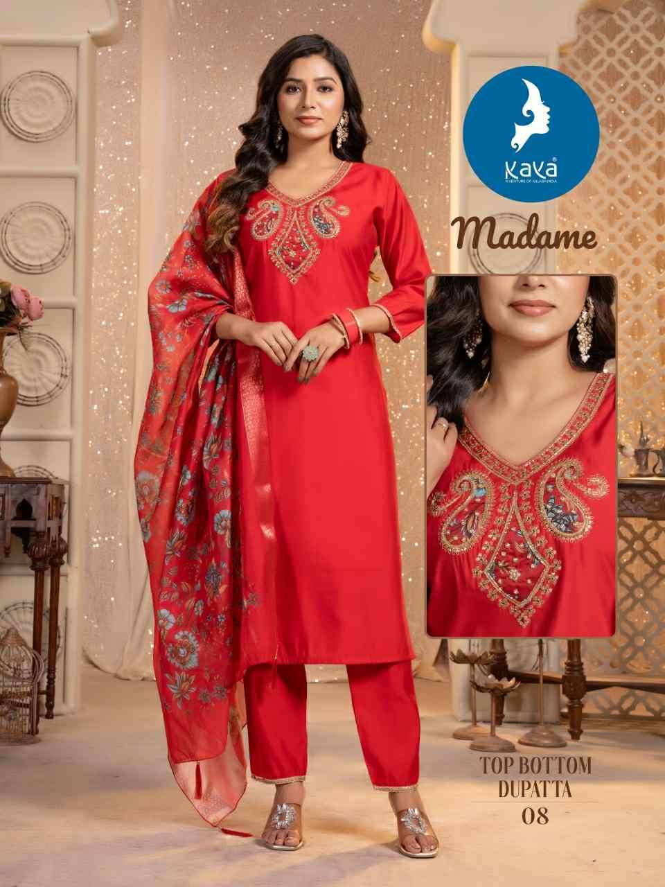 Madame By Kaya 01 To 08 Series Designer Stylish Fancy Colorful Beautiful Party Wear & Ethnic Wear Collection Roman Silk Dresses At Wholesale Price