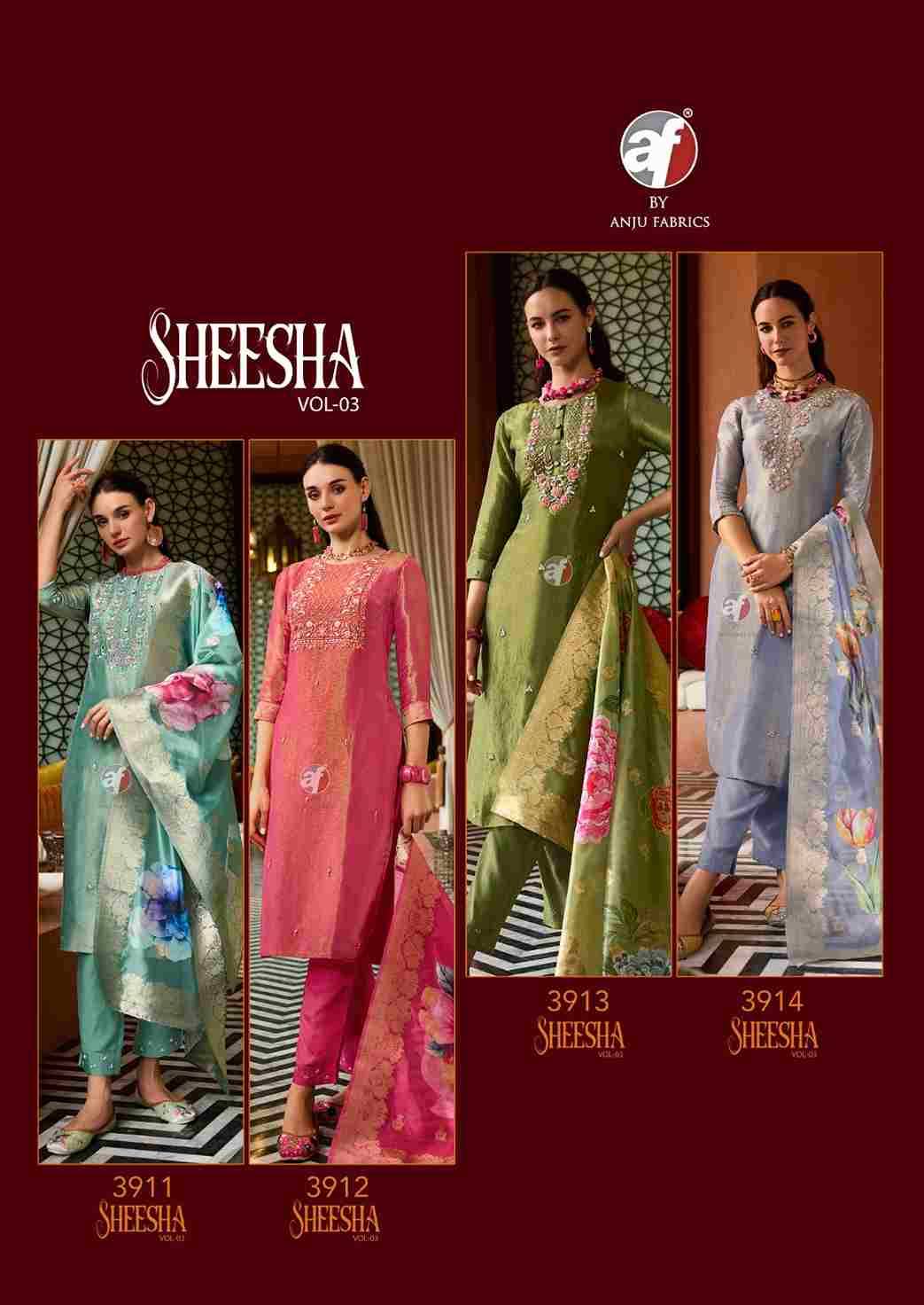 Sheesha Vol-3 By Anju Fabrics 3911 To 3916 Series Designer Festive Suits Beautiful Stylish Fancy Colorful Party Wear & Occasional Wear Pure Silk Dresses At Wholesale Price