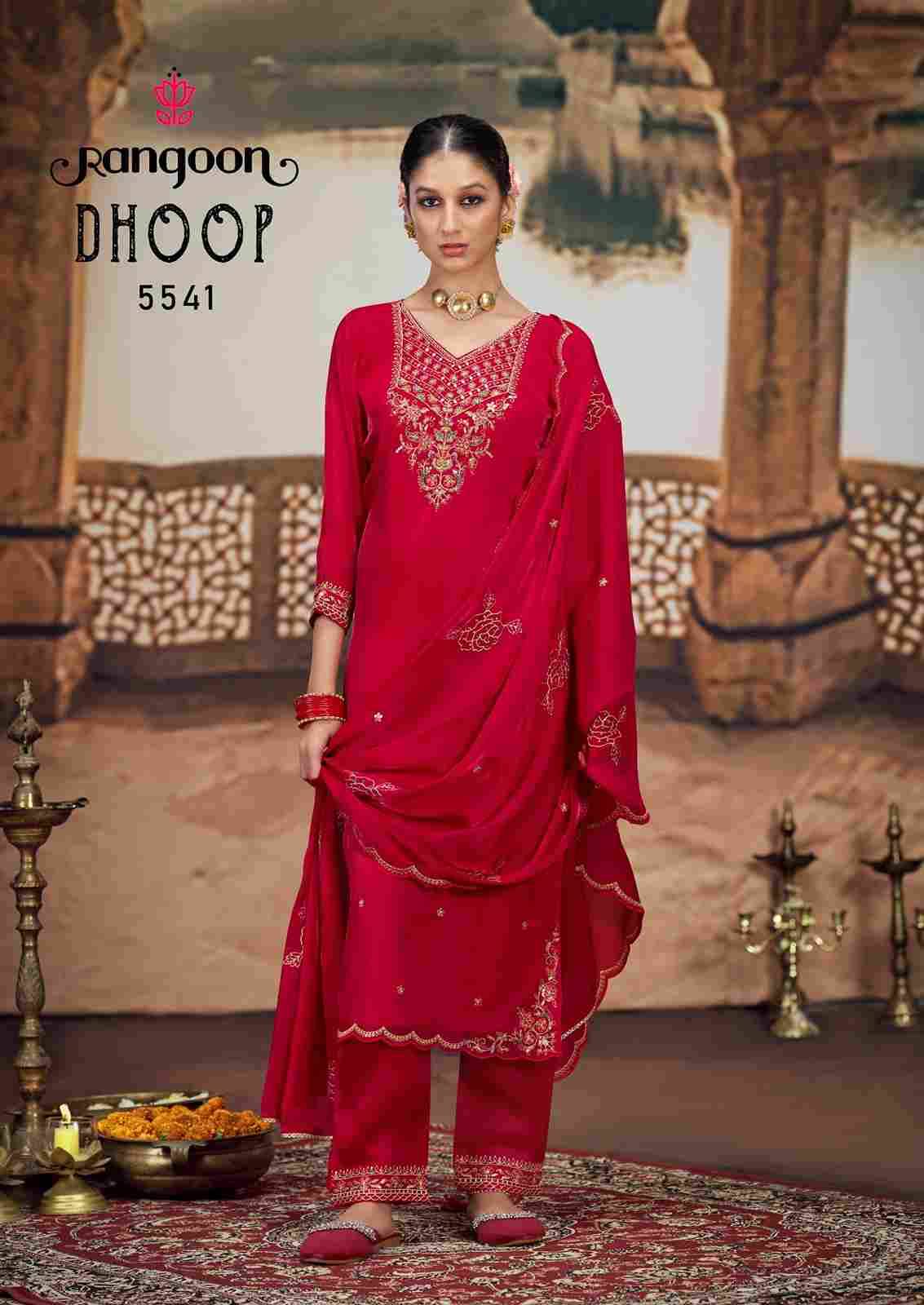 Dhoop By Rangoon 5541 To 5544 Series Beautiful Festive Suits Stylish Fancy Colorful Casual Wear & Ethnic Wear Pure Satin With Work Dresses At Wholesale Price