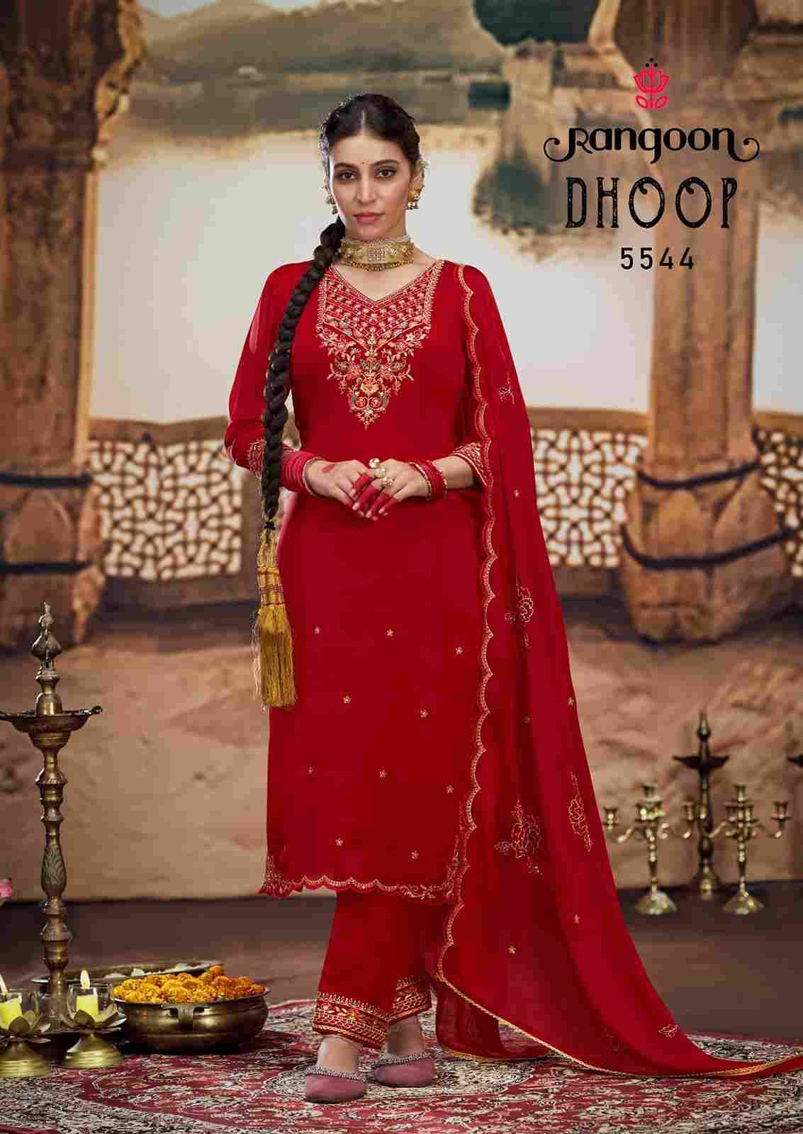 Dhoop By Rangoon 5541 To 5544 Series Beautiful Festive Suits Stylish Fancy Colorful Casual Wear & Ethnic Wear Pure Satin With Work Dresses At Wholesale Price