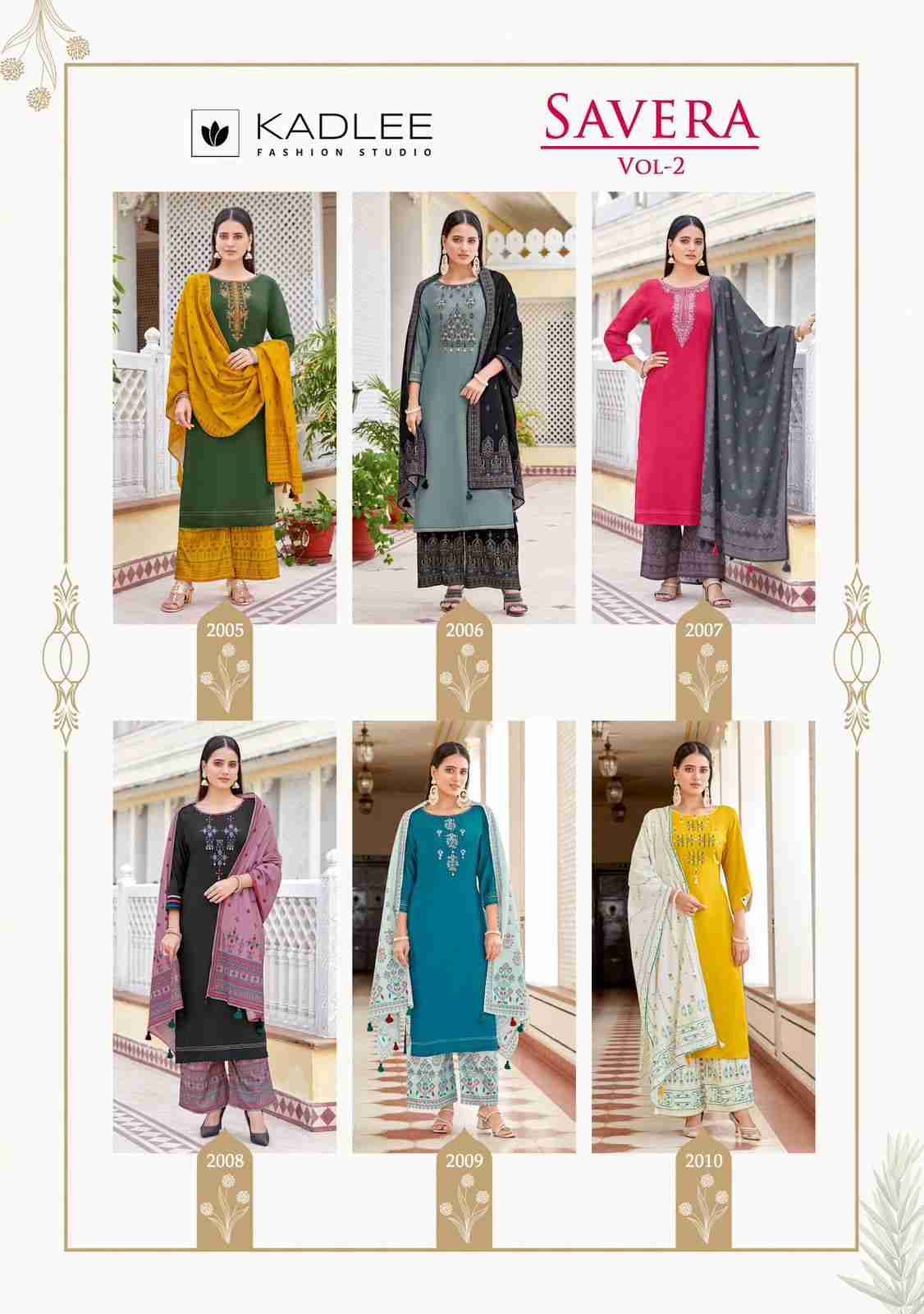 Savera Vol-2 By Kadlee 2005 To 2010 Series Beautiful Festive Suits Colorful Stylish Fancy Casual Wear & Ethnic Wear Heavy Rayon Dresses At Wholesale Price