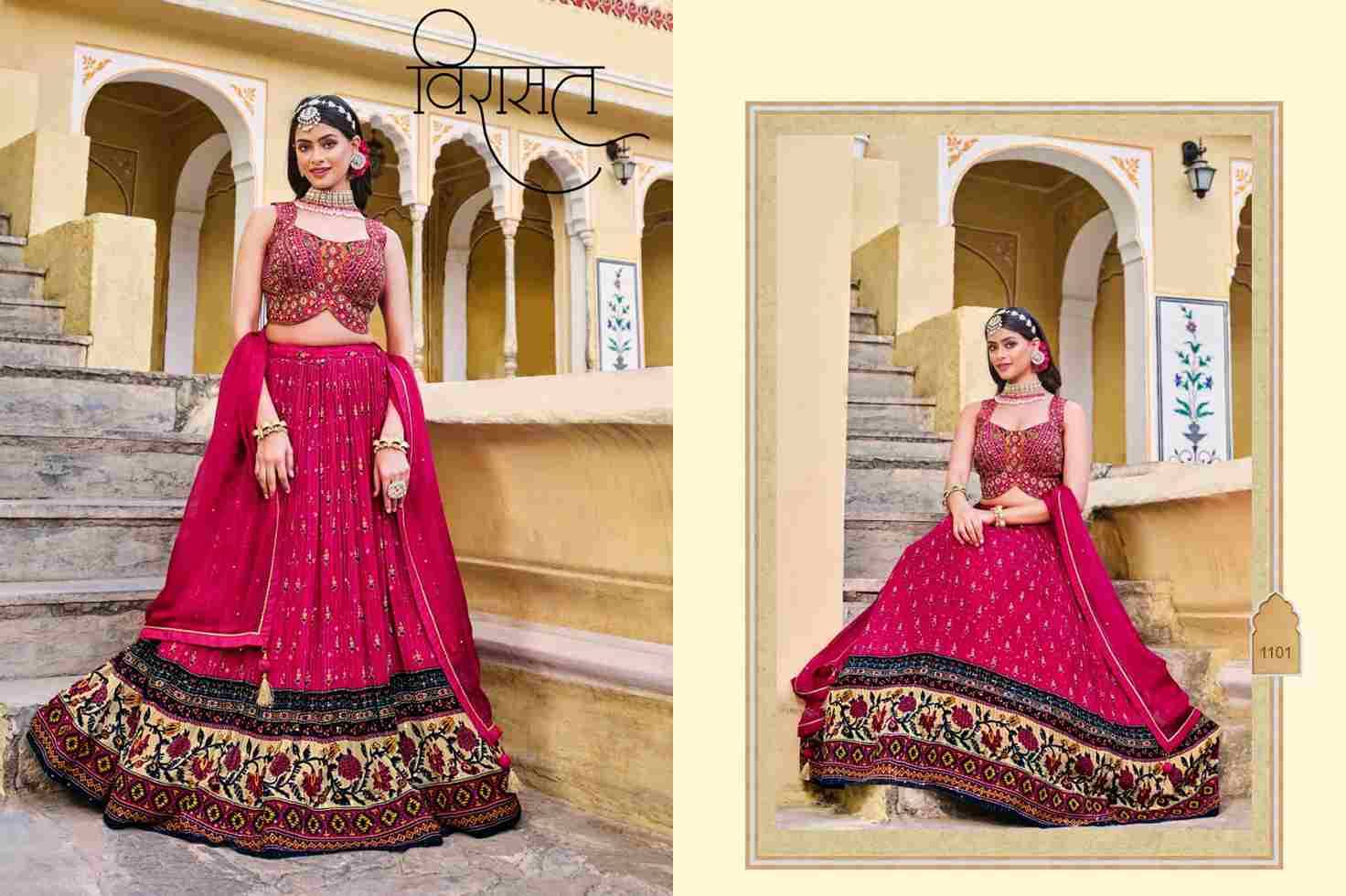 Titliya By Virasat 1101 To 1104 Series Festive Wear Collection Beautiful Stylish Colorful Fancy Party Wear & Occasional Wear Pure Chinnon Lehengas At Wholesale Price