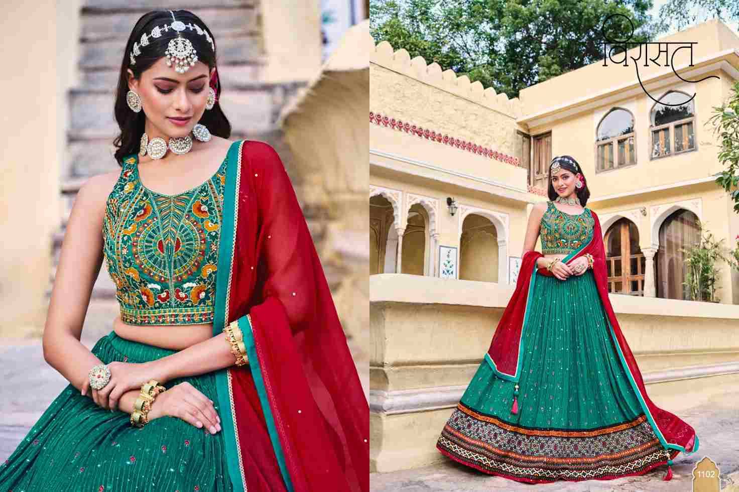 Titliya By Virasat 1101 To 1104 Series Festive Wear Collection Beautiful Stylish Colorful Fancy Party Wear & Occasional Wear Pure Chinnon Lehengas At Wholesale Price