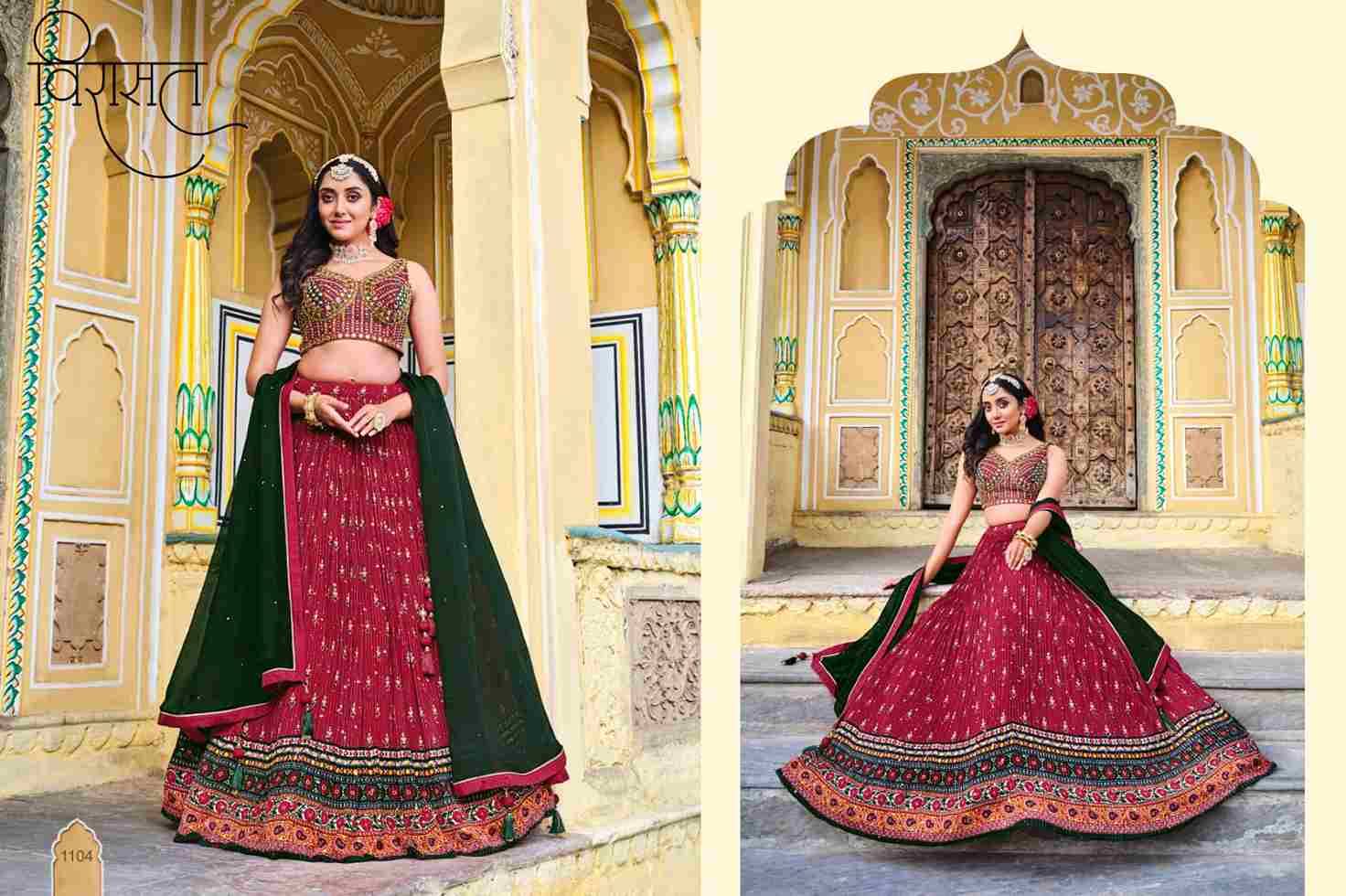 Titliya By Virasat 1101 To 1104 Series Festive Wear Collection Beautiful Stylish Colorful Fancy Party Wear & Occasional Wear Pure Chinnon Lehengas At Wholesale Price