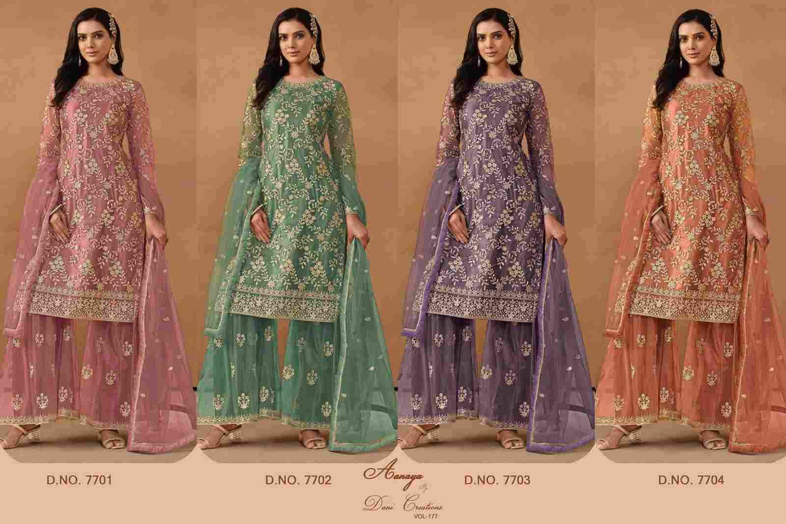 Aanaya Vol-177 By Twisha 7701 To 7704 Series Designer Festive Suits Collection Beautiful Stylish Fancy Colorful Party Wear & Occasional Wear Net Dresses At Wholesale Price