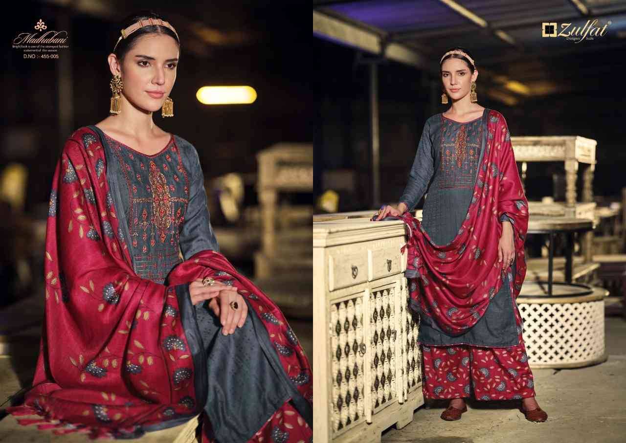 Madhubani By Zulfat 455-001 To 455-010 Series Beautiful Festive Suits Colorful Stylish Fancy Casual Wear & Ethnic Wear Pure Pashmina Print With Embroidered Dresses At Wholesale Price