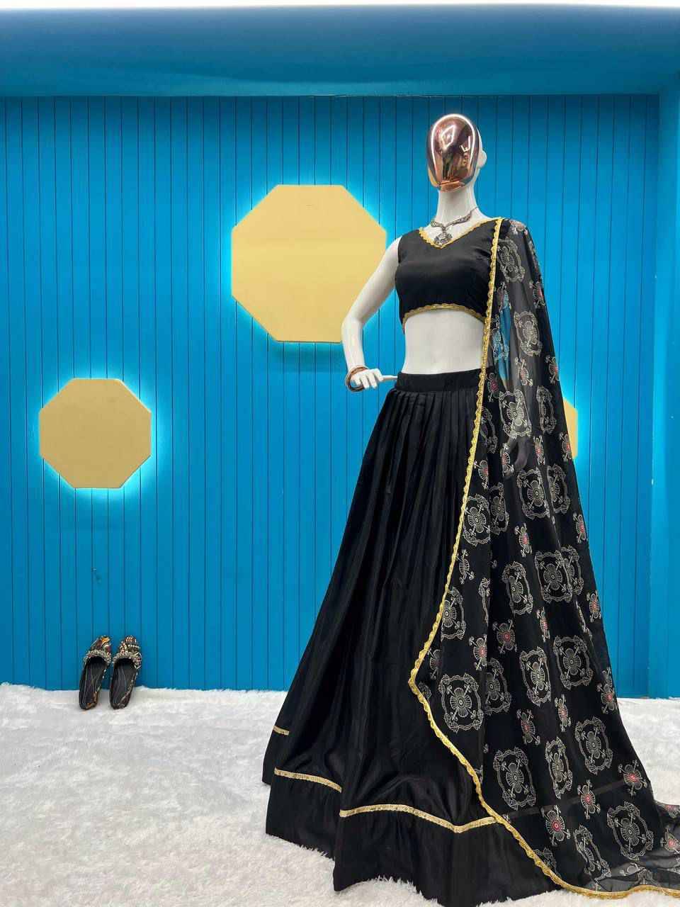 L-614 By Fashid Wholesale Navratri Wear Collection Beautiful Stylish Colorful Fancy Party Wear & Occasional Wear Fancy Santoon Lehengas At Wholesale Price