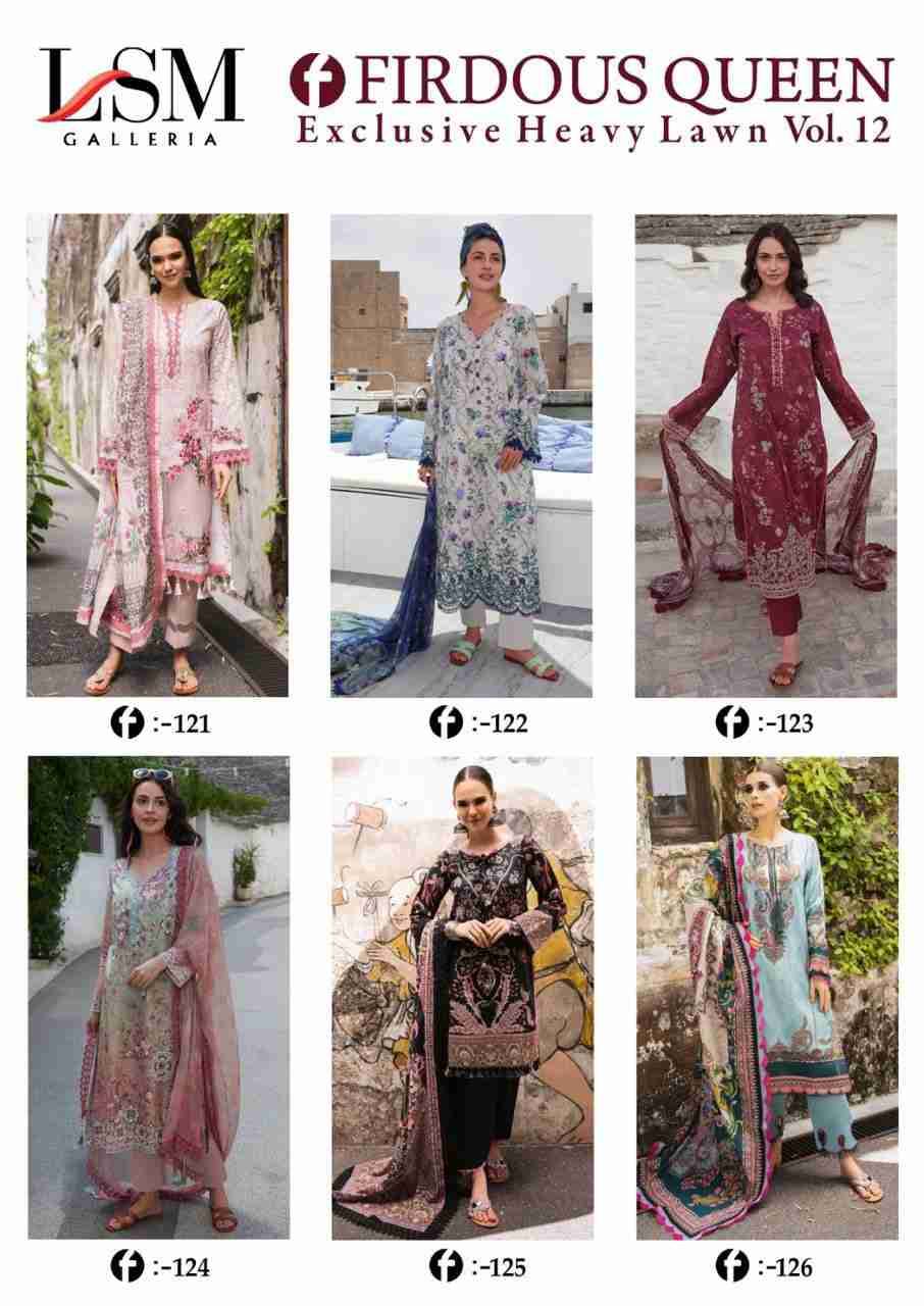 Firdous Queen Vol-12 By Lsm Galleria 121 To 126 Series Beautiful Stylish Festive Suits Fancy Colorful Casual Wear & Ethnic Wear & Ready To Wear Pure Lawn Print Dresses At Wholesale Price