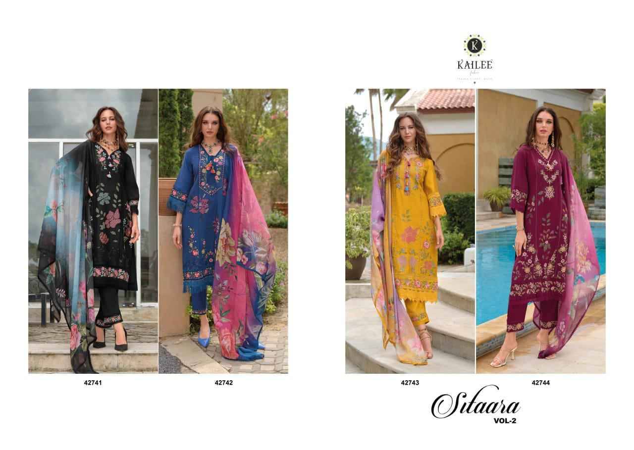 Sifaara Vol-2 By Kailee 42741 To 42744 Series Beautiful Stylish Festive Suits Fancy Colorful Casual Wear & Ethnic Wear & Ready To Wear Viscose Muslin Embroidered Dresses At Wholesale Price