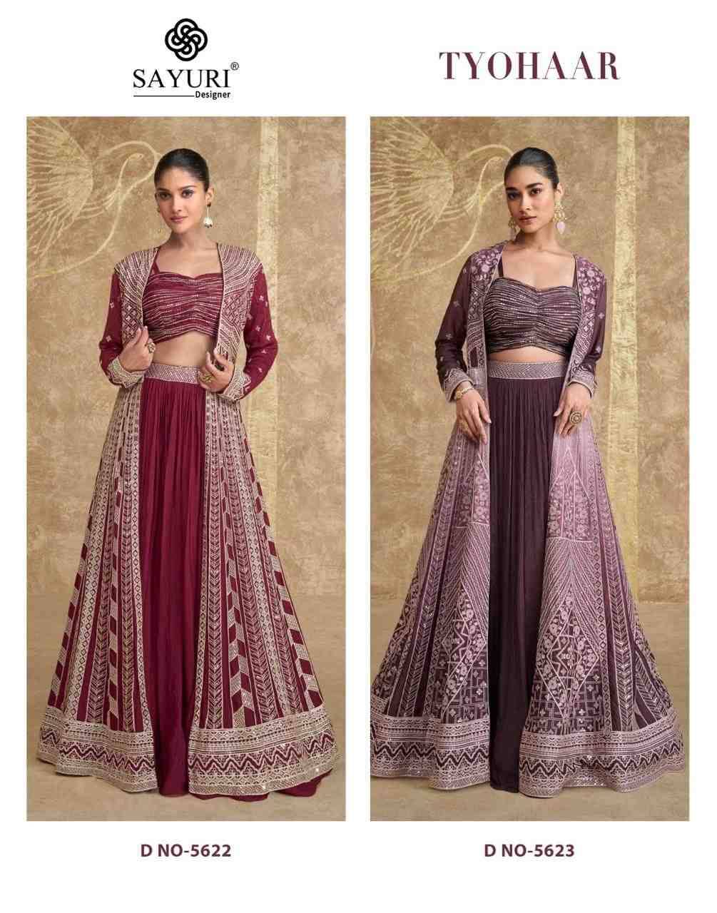 Tyohaar By Sayuri 5622 To 5623 Series Festive Wear Collection Beautiful Stylish Colorful Fancy Party Wear & Occasional Wear Chinnon Silk Lehengas At Wholesale Price