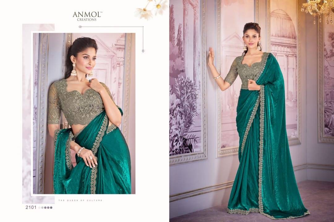 Kaina Vol-2 By Anmol Creation 2101 To 2116 Series Indian Traditional Wear Collection Beautiful Stylish Fancy Colorful Party Wear & Occasional Wear Organza Satin Sarees At Wholesale Price