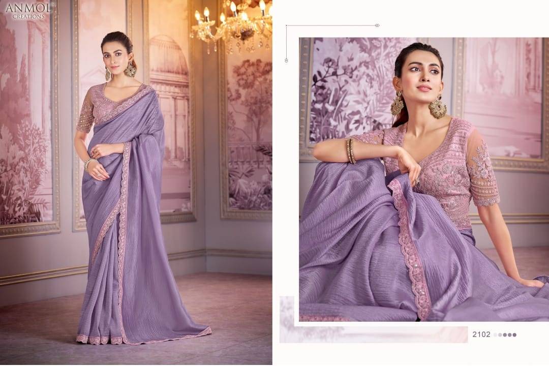 Kaina Vol-2 By Anmol Creation 2101 To 2116 Series Indian Traditional Wear Collection Beautiful Stylish Fancy Colorful Party Wear & Occasional Wear Organza Satin Sarees At Wholesale Price