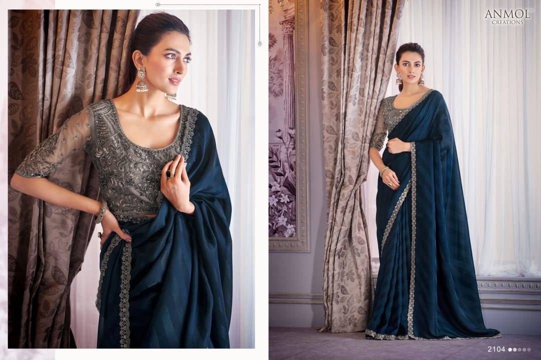 Kaina Vol-2 By Anmol Creation 2101 To 2116 Series Indian Traditional Wear Collection Beautiful Stylish Fancy Colorful Party Wear & Occasional Wear Organza Satin Sarees At Wholesale Price