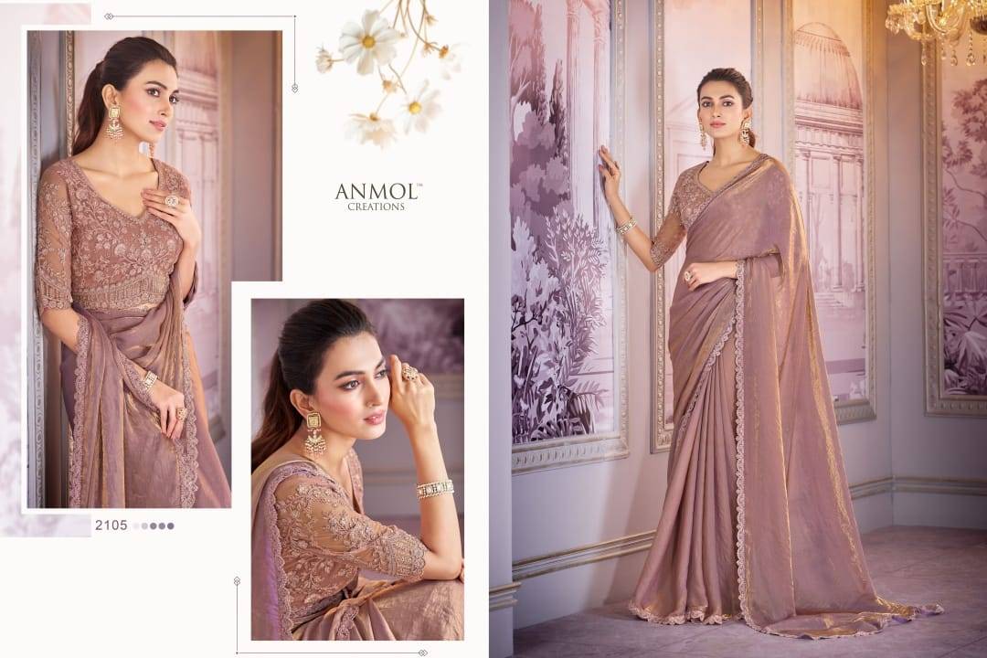 Kaina Vol-2 By Anmol Creation 2101 To 2116 Series Indian Traditional Wear Collection Beautiful Stylish Fancy Colorful Party Wear & Occasional Wear Organza Satin Sarees At Wholesale Price