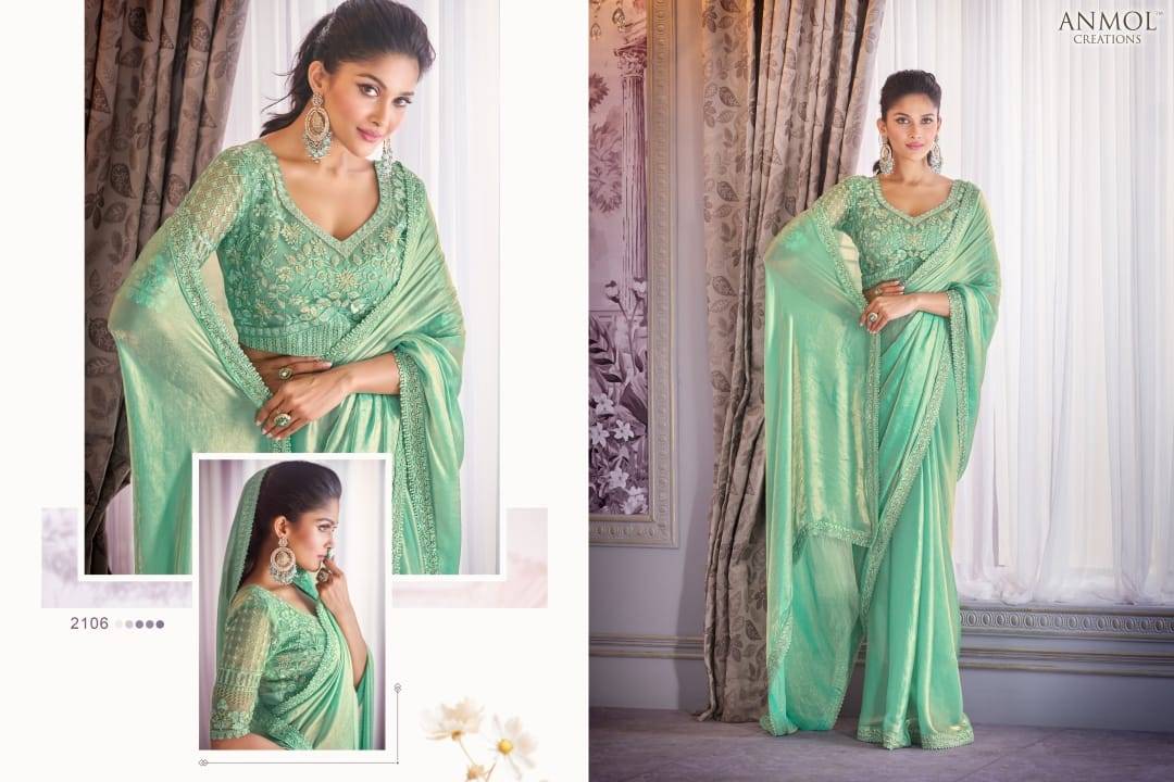 Kaina Vol-2 By Anmol Creation 2101 To 2116 Series Indian Traditional Wear Collection Beautiful Stylish Fancy Colorful Party Wear & Occasional Wear Organza Satin Sarees At Wholesale Price