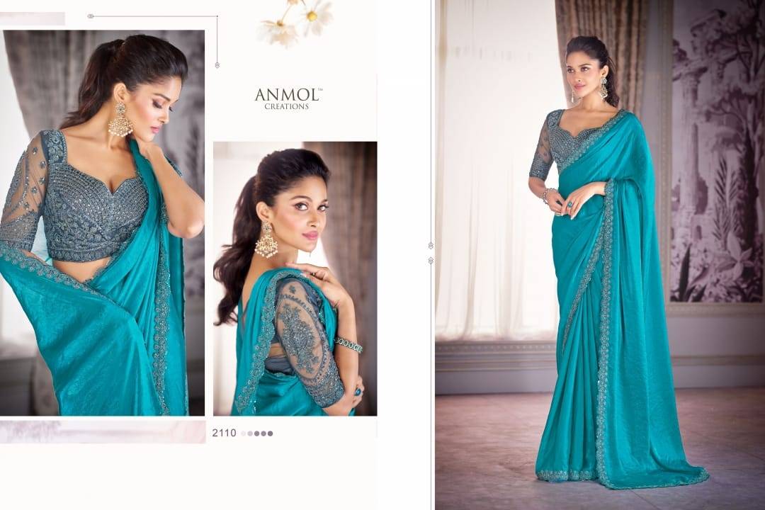 Kaina Vol-2 By Anmol Creation 2101 To 2116 Series Indian Traditional Wear Collection Beautiful Stylish Fancy Colorful Party Wear & Occasional Wear Organza Satin Sarees At Wholesale Price