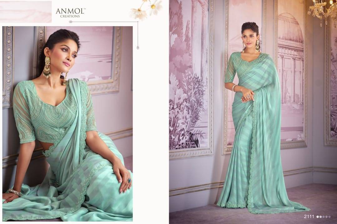 Kaina Vol-2 By Anmol Creation 2101 To 2116 Series Indian Traditional Wear Collection Beautiful Stylish Fancy Colorful Party Wear & Occasional Wear Organza Satin Sarees At Wholesale Price