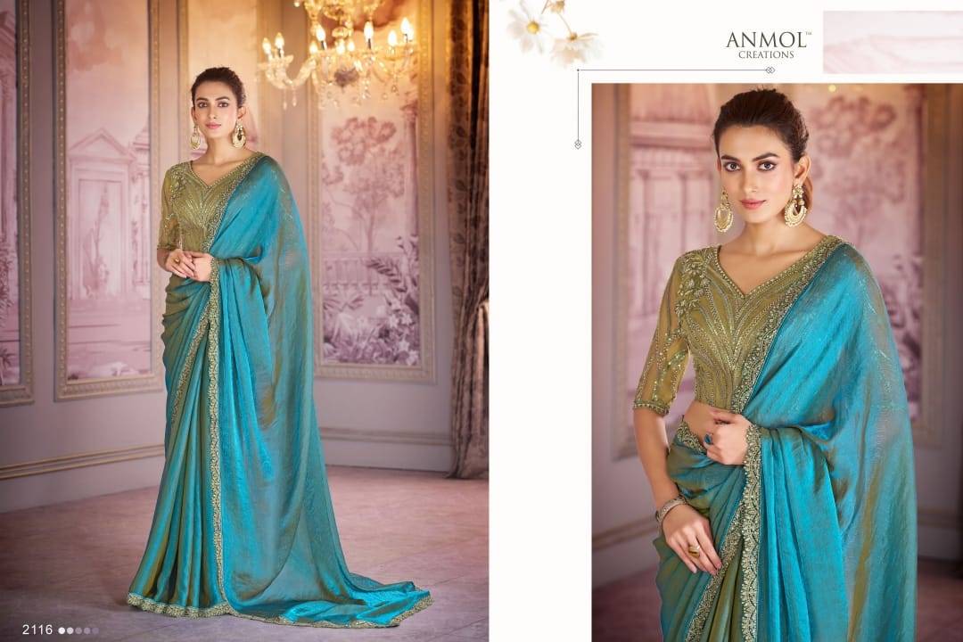 Kaina Vol-2 By Anmol Creation 2101 To 2116 Series Indian Traditional Wear Collection Beautiful Stylish Fancy Colorful Party Wear & Occasional Wear Organza Satin Sarees At Wholesale Price