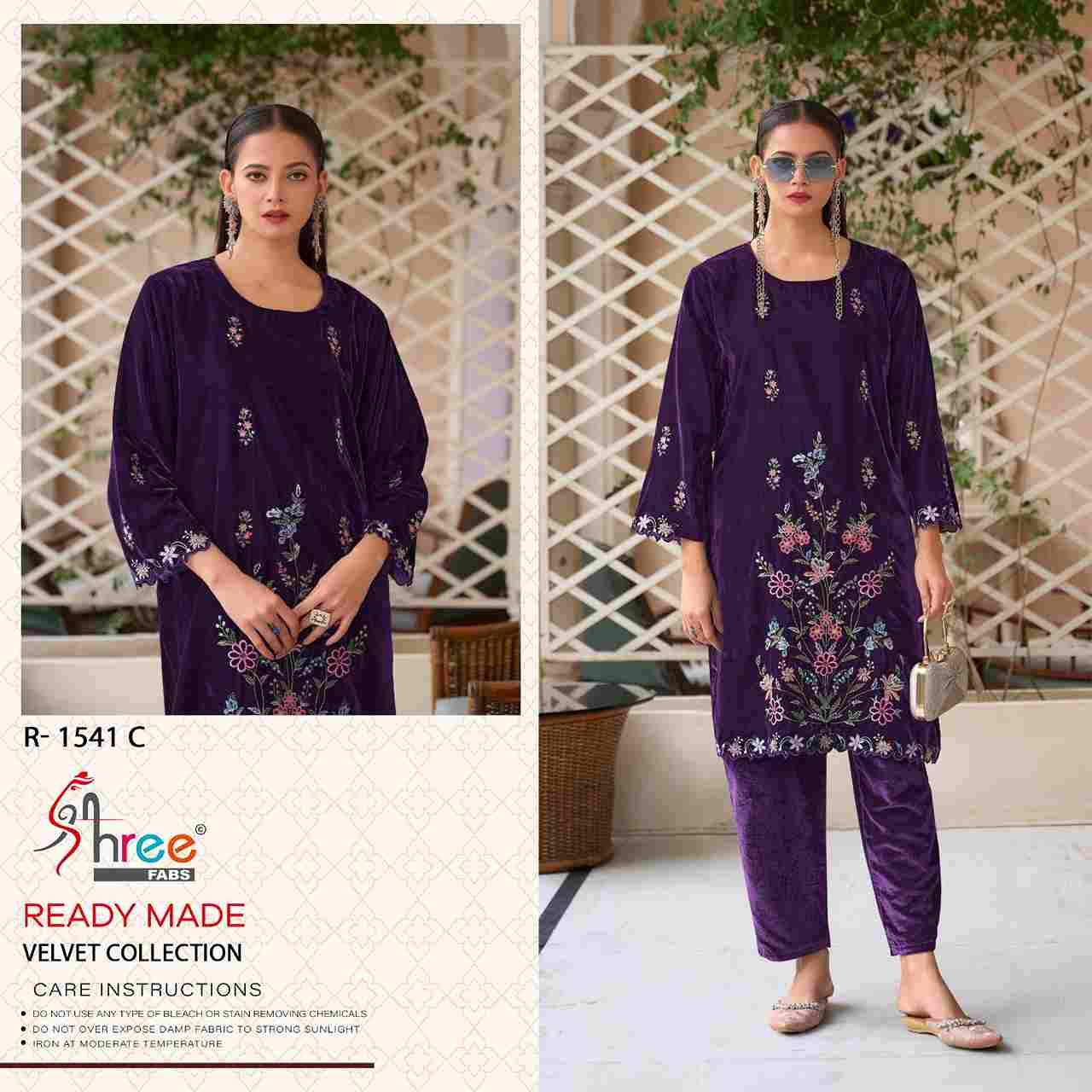 Shree Fabs Hit Design R-1541 Colours By Shree Fabs R-1541-A To R-1541-D Series Wholesale Designer Pakistani Suits Collection Beautiful Stylish Fancy Colorful Party Wear & Occasional Wear Velvet Kurtis With Bottom At Wholesale Price