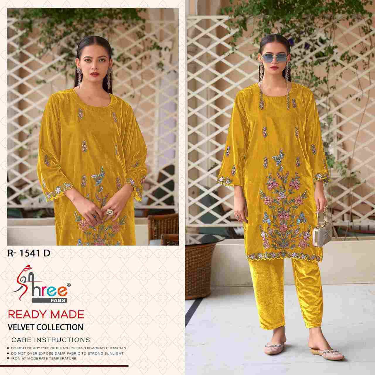 Shree Fabs Hit Design R-1541 Colours By Shree Fabs R-1541-A To R-1541-D Series Wholesale Designer Pakistani Suits Collection Beautiful Stylish Fancy Colorful Party Wear & Occasional Wear Velvet Kurtis With Bottom At Wholesale Price