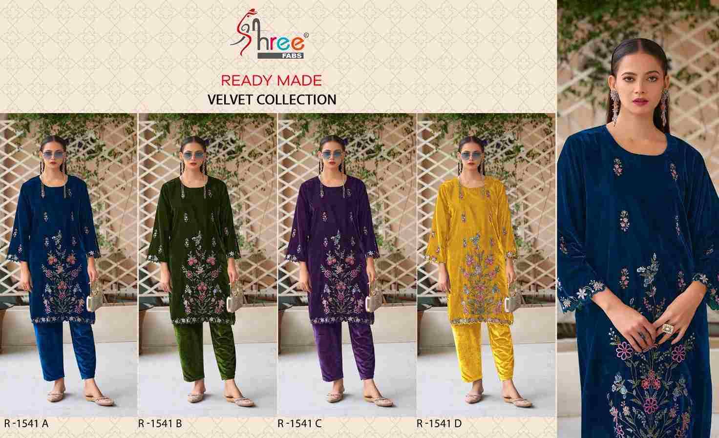 Shree Fabs Hit Design R-1541 Colours By Shree Fabs R-1541-A To R-1541-D Series Wholesale Designer Pakistani Suits Collection Beautiful Stylish Fancy Colorful Party Wear & Occasional Wear Velvet Kurtis With Bottom At Wholesale Price