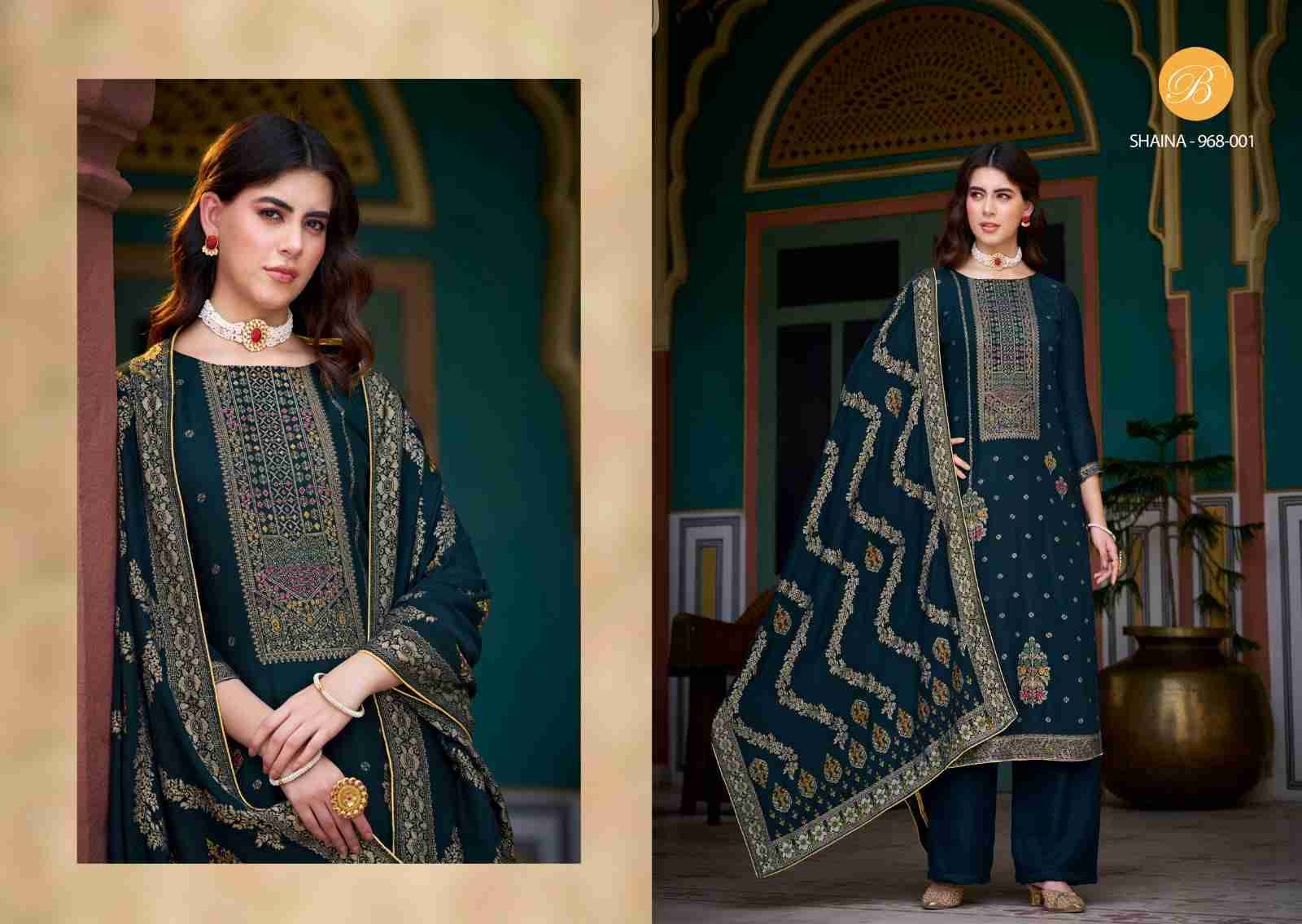 Shaina By Belliza 968-001 To 968-006 Series Beautiful Suits Colorful Stylish Fancy Casual Wear & Ethnic Wear Pure Viscose Pashmina Embroidered Dresses At Wholesale Price