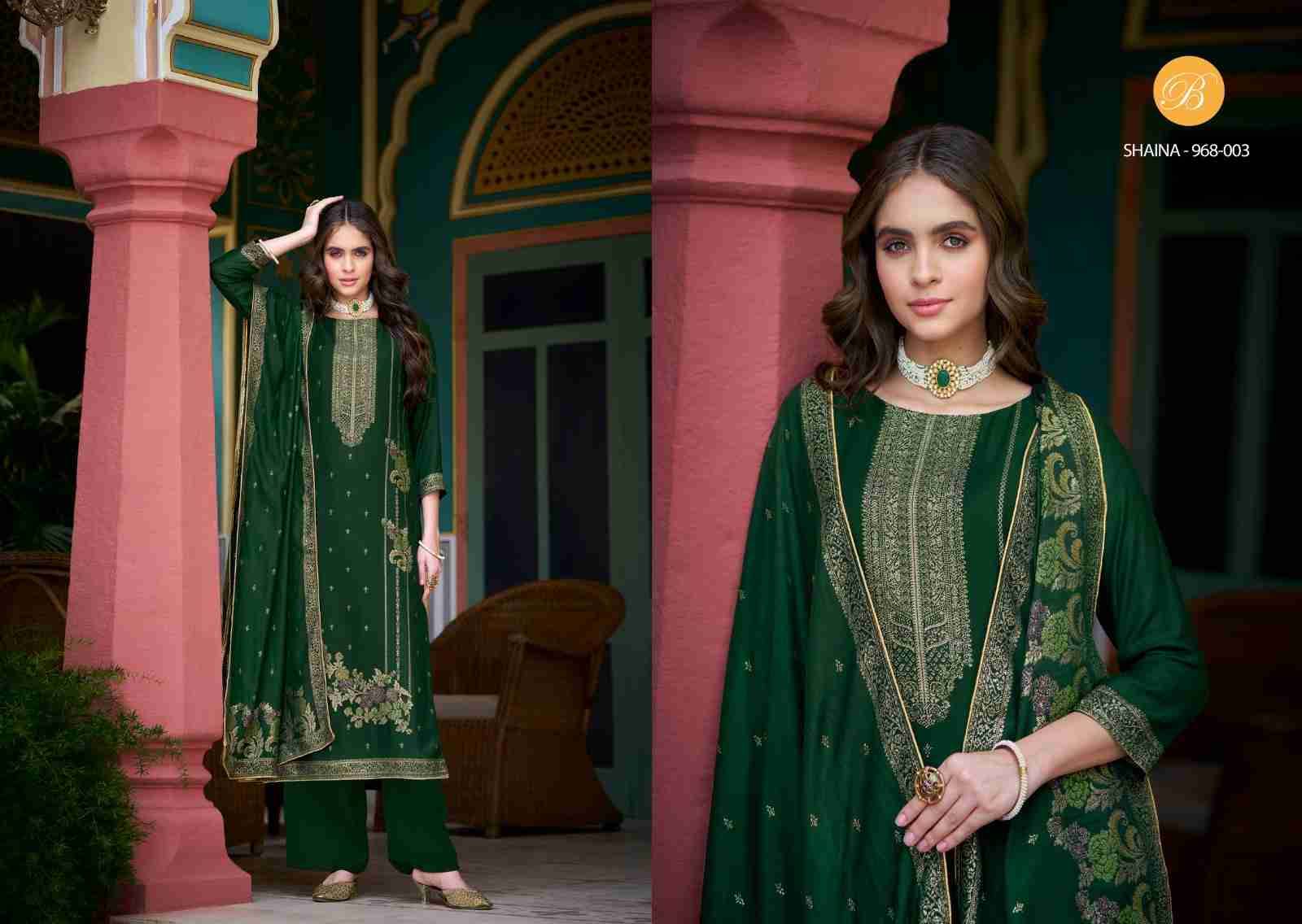 Shaina By Belliza 968-001 To 968-006 Series Beautiful Suits Colorful Stylish Fancy Casual Wear & Ethnic Wear Pure Viscose Pashmina Embroidered Dresses At Wholesale Price