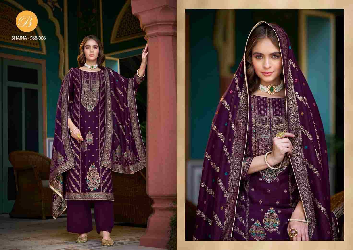 Shaina By Belliza 968-001 To 968-006 Series Beautiful Suits Colorful Stylish Fancy Casual Wear & Ethnic Wear Pure Viscose Pashmina Embroidered Dresses At Wholesale Price