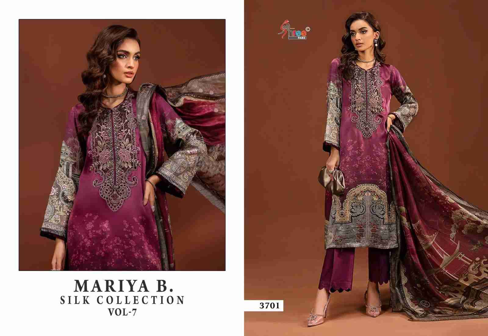 Mariya B. Silk Collection Vol-7 By Shree Fabs 3701 To 3703 Series Designer Pakistani Suits Beautiful Stylish Fancy Colorful Party Wear & Occasional Wear Japan Satin With Embroidery Dresses At Wholesale Price